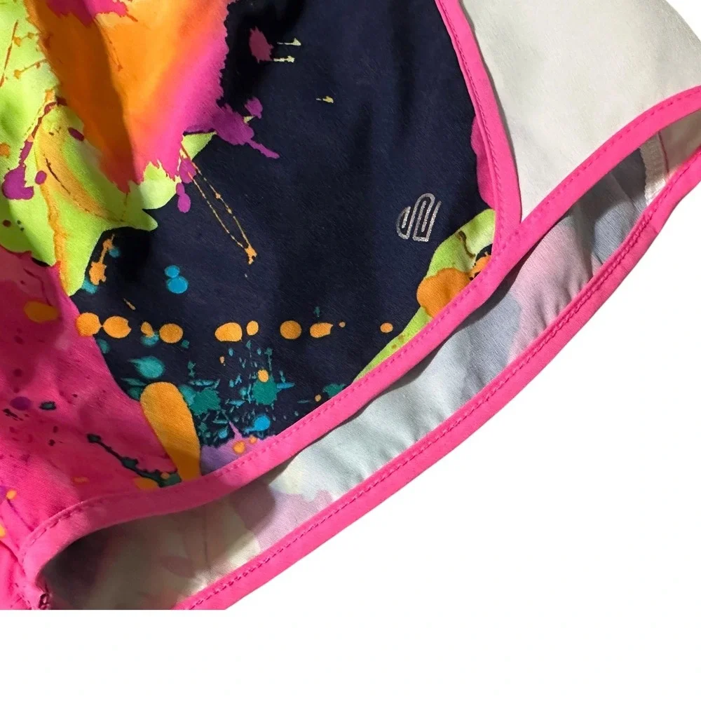 Justice Sport Girls Active Running Shorts Multicolor Splash Paint Athletic‎